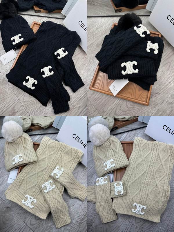 Celine Scarf Hat Gloves 3PCS 0717